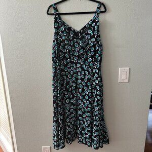 Eloquii Black Floral Sleeveless Midi Dress Women's size 20